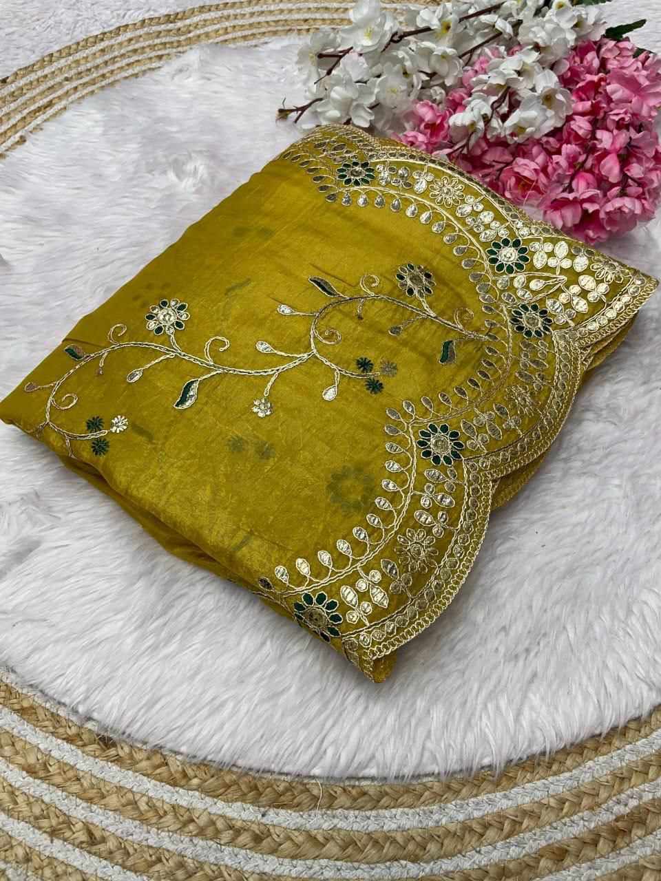 RC Gota Foil Blue Beautiful Designer Saree