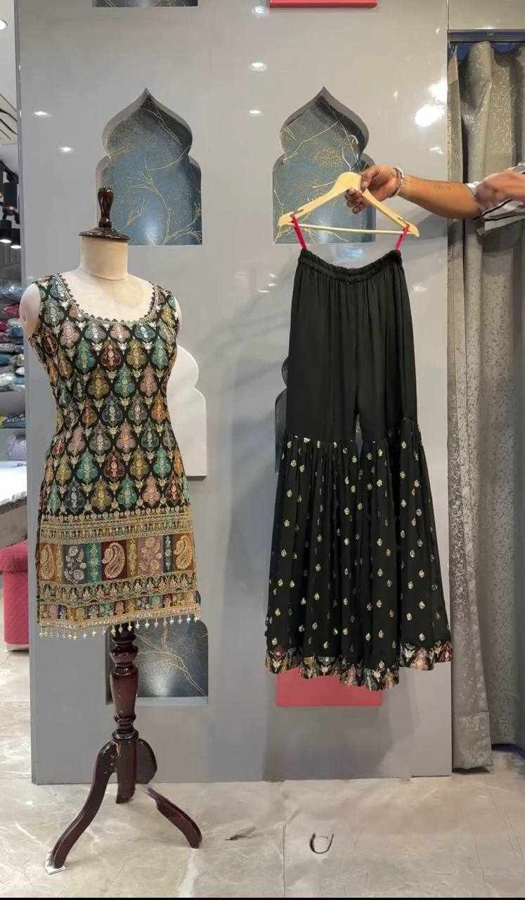 MF 438 Heavy Faux Georgette Embroidered Dress Set