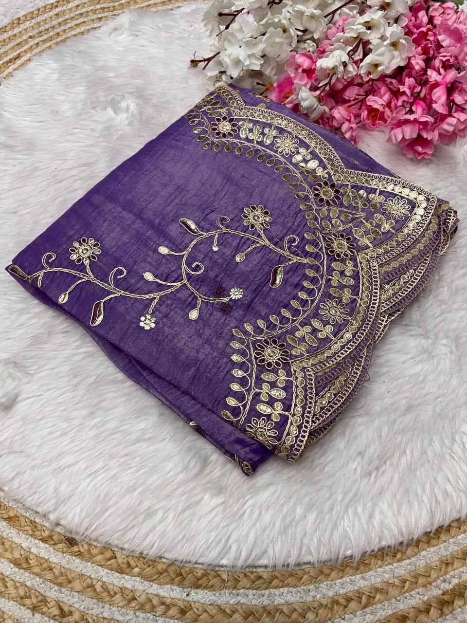 RC Gota Foil Blue Beautiful Designer Saree